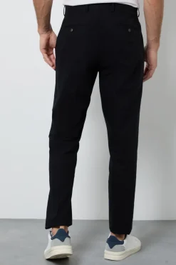 Pantalon De Costume Ajusté En Lin Noir