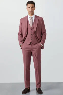 Pantalon De Costume Ajusté Rose Foncé