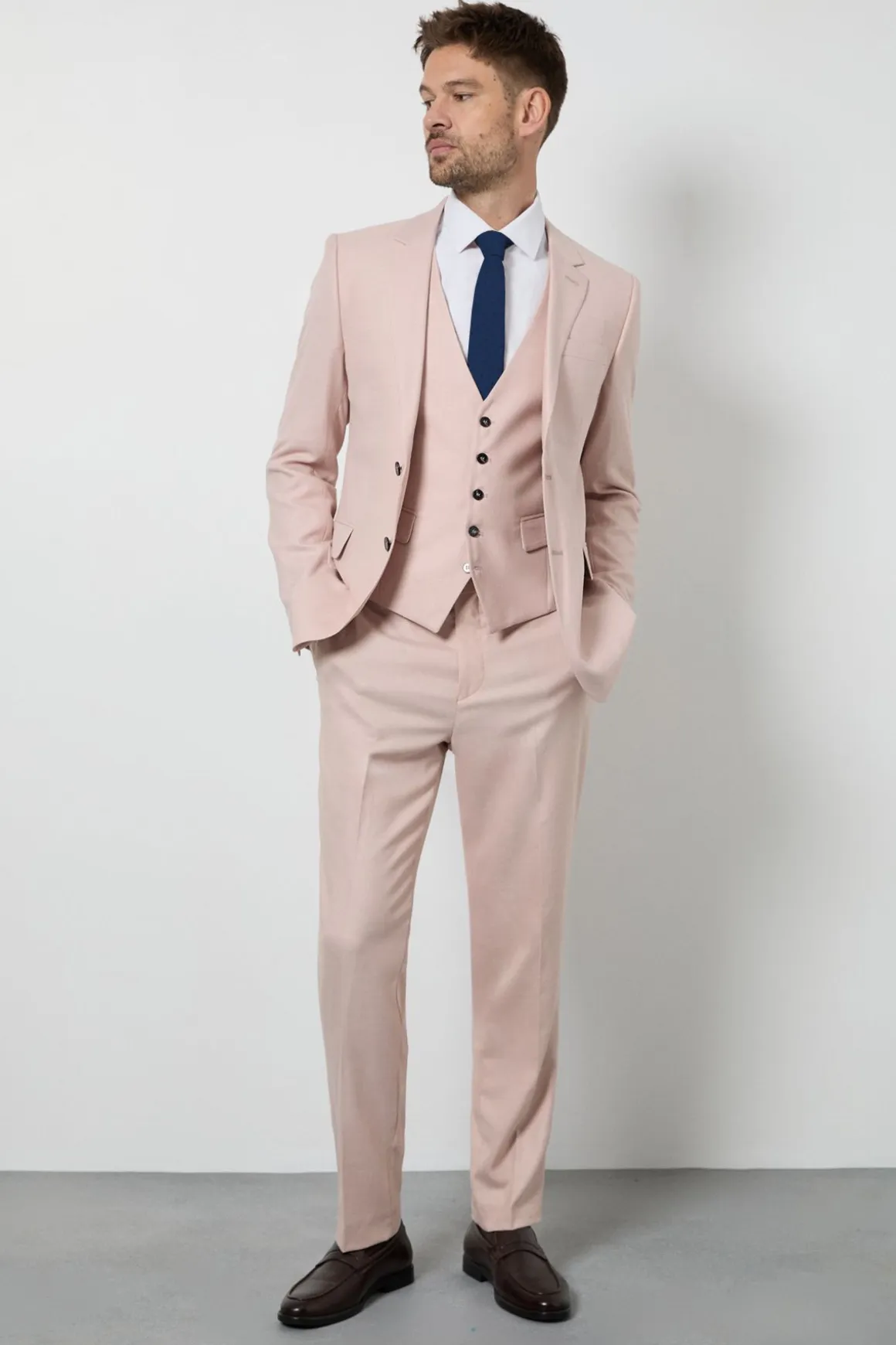 Pantalon de Costume Ajusté Rose Pâle