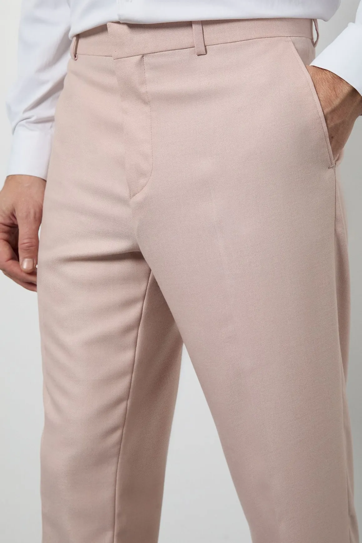Pantalon de Costume Ajusté Rose Pâle