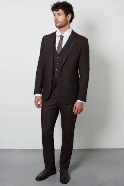 Burton Pantalon De Costume Ajusté Texturé Bordeaux<Homme Costumes Et Tenues Formelles