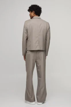 Pantalon De Costume Ajusté Évasé À Passepoil Contrastant