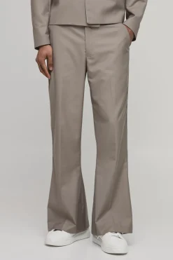 Pantalon De Costume Ajusté Évasé À Passepoil Contrastant