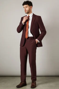 Burton Pantalon de Costume Bordeaux Coupe Ajustée<Homme Costumes Et Tenues Formelles