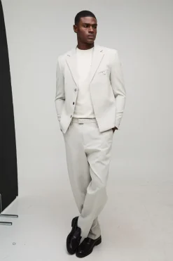 boohooMAN Pantalon de costume à chevrons, coupe décontractée<Homme Costumes Et Tenues Formelles
