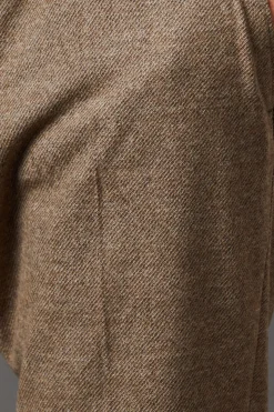 Pantalon de Costume Coupe Ajustée Aspect Tweed Marron Clair