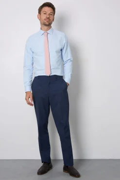 Pantalon De Costume Coupe Ajustée Bleu Marine Chiné