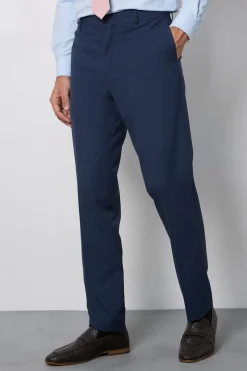 Pantalon De Costume Coupe Ajustée Bleu Marine Chiné