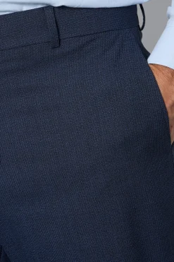 Pantalon De Costume Coupe Ajustée Bleu Marine Chiné