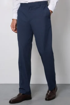Pantalon De Costume Coupe Ajustée Bleu Marine Chiné