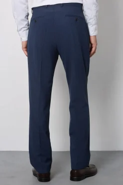 Pantalon De Costume Coupe Ajustée Bleu Marine Chiné