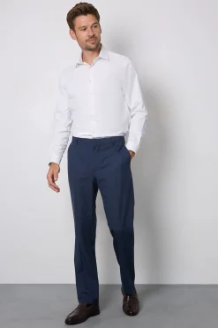 Pantalon De Costume Coupe Ajustée Bleu Marine Chiné