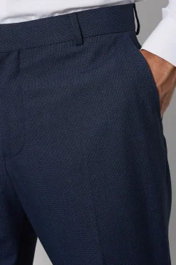 Pantalon De Costume Coupe Ajustée Bleu Marine Chiné