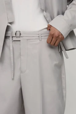 Pantalon De Costume Coupe Décontractée Avec Ceinture