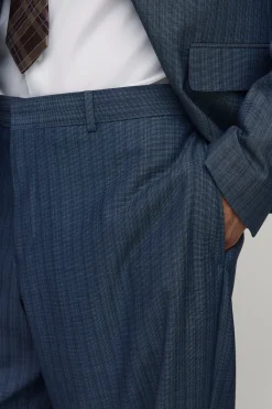 boohooMAN Pantalon De Costume Coupe Décontractée Effet Denim Rayé<Homme Ensembles|Costumes Et Tenues Formelles