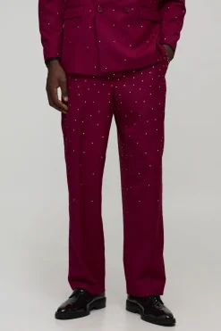 Pantalon de costume à coupe décontractée agrémenté de strass