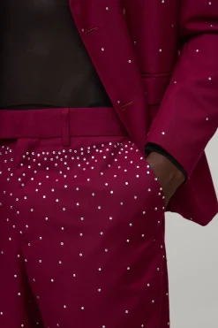 Pantalon de costume à coupe décontractée agrémenté de strass