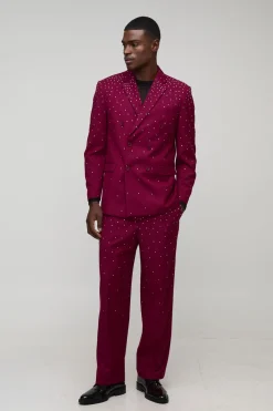 Pantalon de costume à coupe décontractée agrémenté de strass