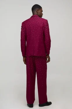 Pantalon de costume à coupe décontractée agrémenté de strass