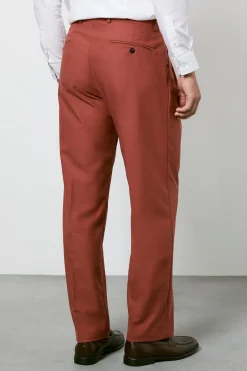 Pantalon De Costume Coupe Décontractée Plissé Rouille