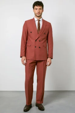 Pantalon De Costume Coupe Décontractée Plissé Rouille