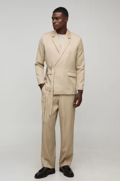 boohooMAN Pantalon de Costume Coupe Décontractée avec Ceinture à Nouer<Homme Costumes Et Tenues Formelles