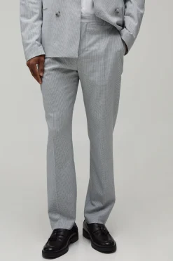 Pantalon De Costume Coupe Droite À Motif Pied-de-poule