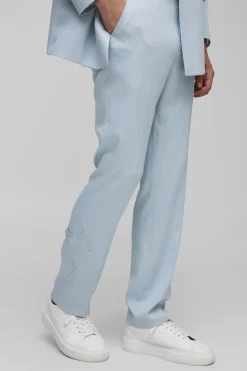 Pantalon de costume coupe droite à appliqué croisé