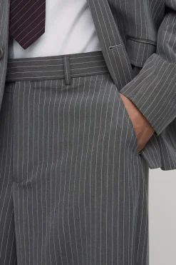 Pantalon De Costume Coupe Large À Fines Rayures