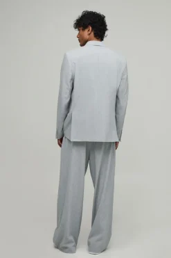 Pantalon De Costume Coupe Large À Rayures Tennis Et Plis Sur Le Devant Ajusté