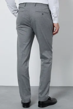 Pantalon De Costume Coupe Slim Gris Moyen À Motif Pied-de-poule