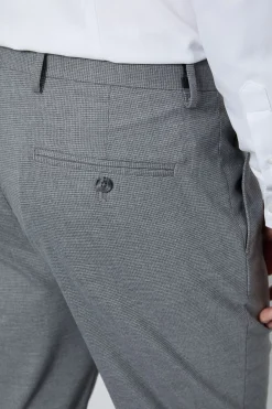 Pantalon De Costume Coupe Slim Gris Moyen À Motif Pied-de-poule