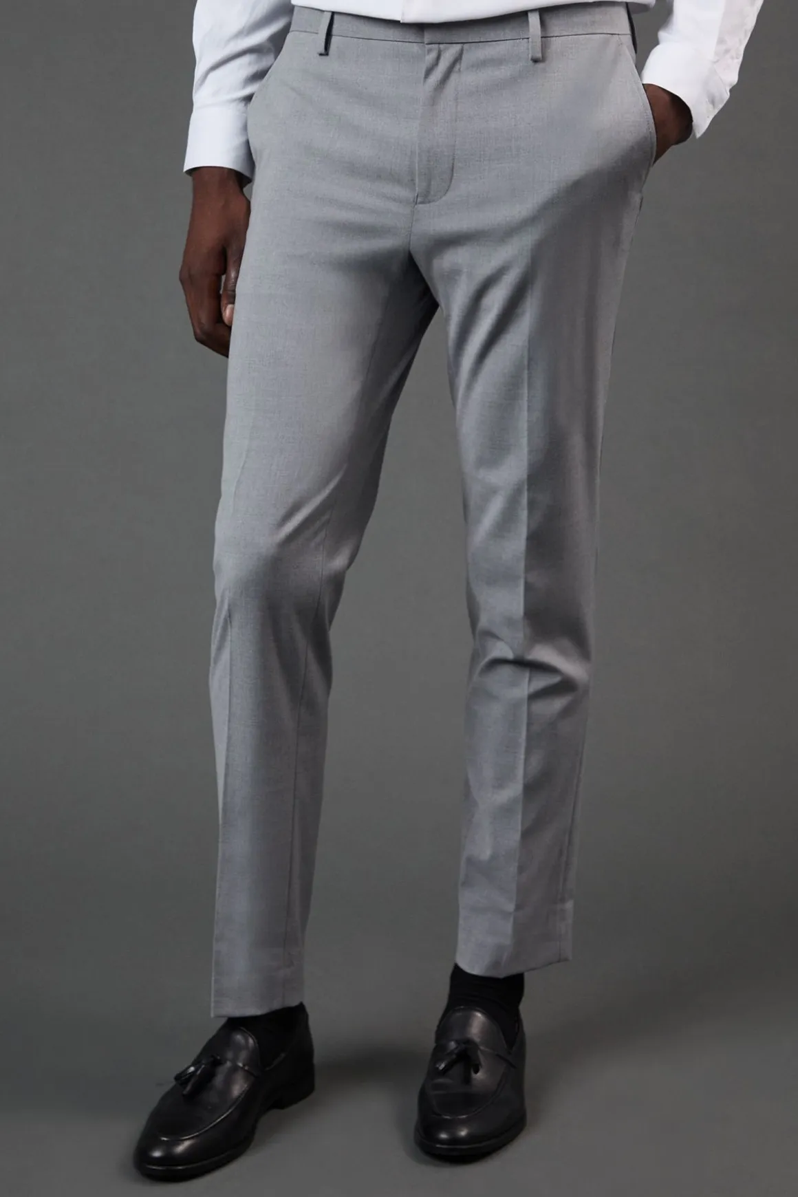 Pantalon de Costume Essential Coupe Ajustée Gris Clair