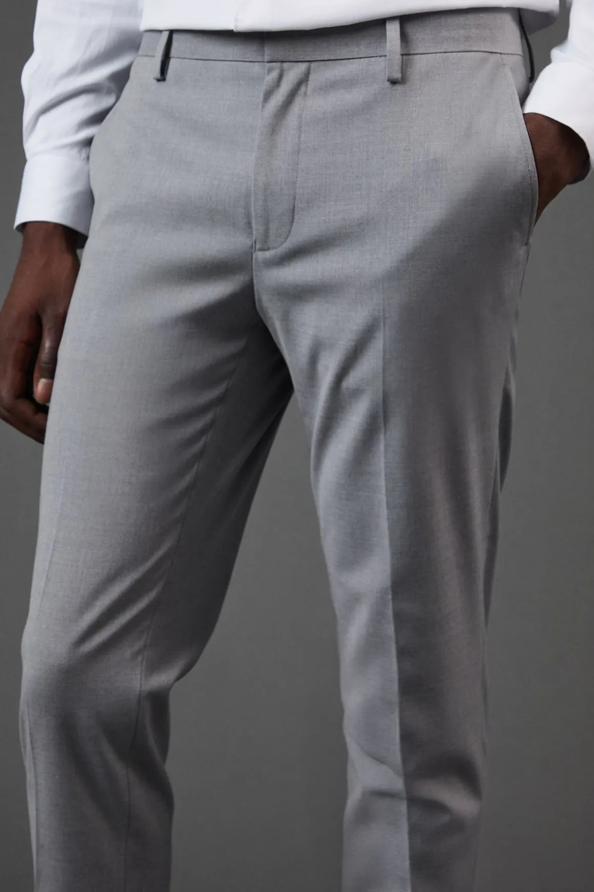 Pantalon de Costume Essential Coupe Ajustée Gris Clair