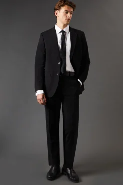 Pantalon de Costume Essentiel Noir Coupe Ajustée