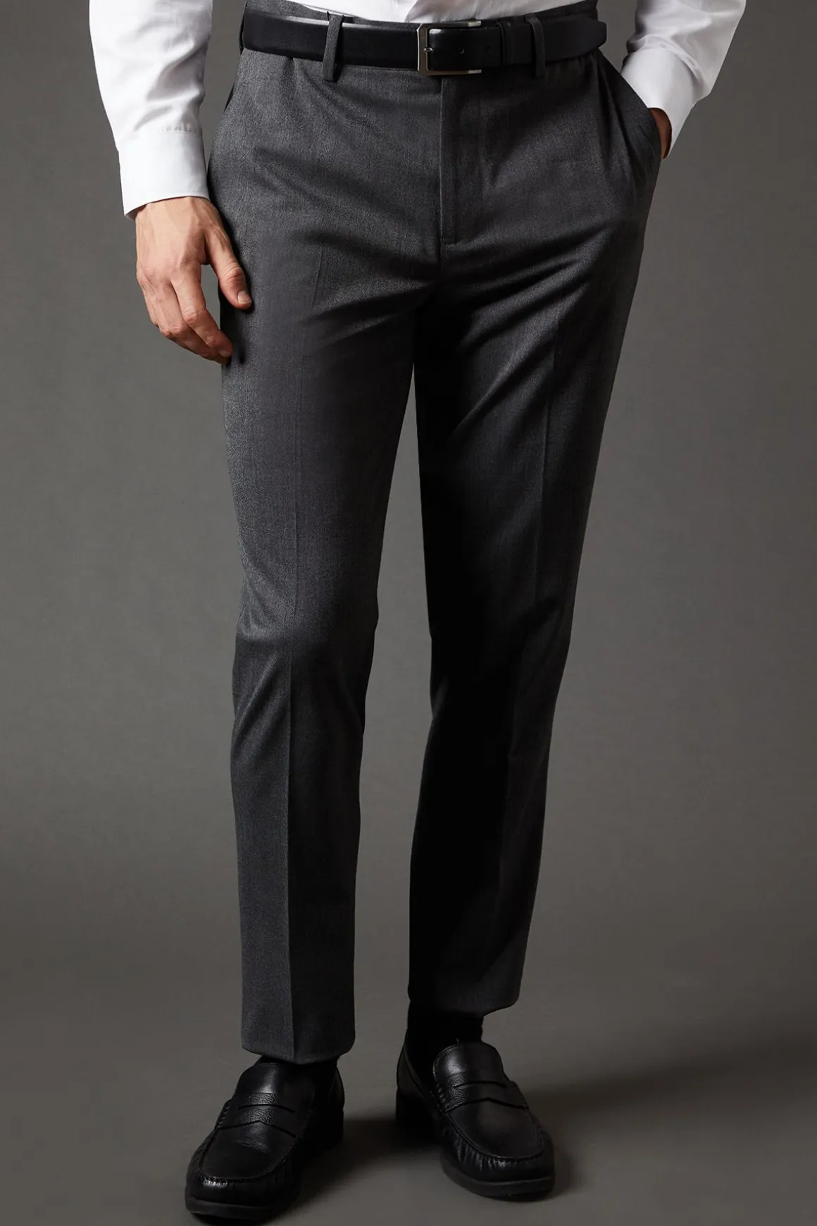 Pantalon de Costume Essentiel Coupe Slim Gris Moyen