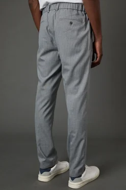 Pantalon de Costume Gris à Rayures Coupe Ajustée