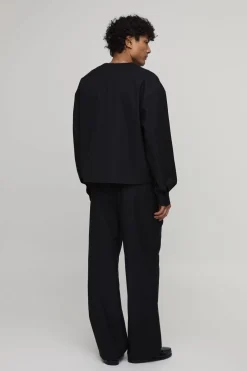 Pantalon De Costume À Jambes Larges Avec Plis Sur Le Devant