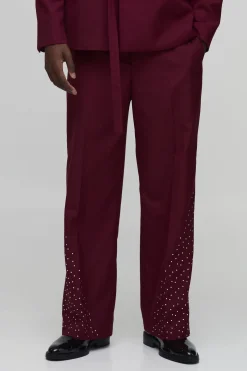 Pantalon De Costume Large À Ceinture Avec Ornements