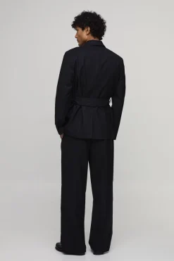 Pantalon De Costume Large Ceinturé