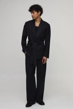 Pantalon De Costume Large Ceinturé