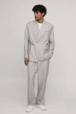 boohooMAN Pantalon De Costume À Ourlet Fendu Avec Finitions Satinées<Homme Ensembles|Costumes Et Tenues Formelles