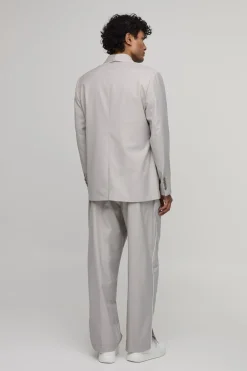 boohooMAN Pantalon De Costume À Ourlet Fendu Avec Finitions Satinées<Homme Ensembles|Costumes Et Tenues Formelles