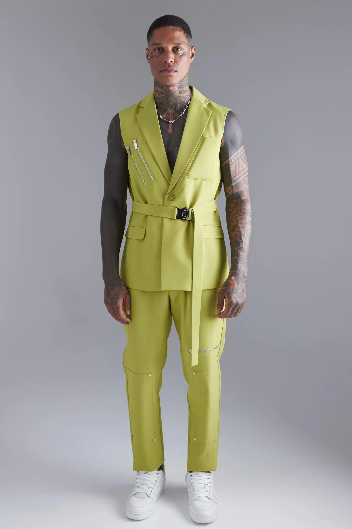 boohooMAN Pantalon de costume skinny zippé<Homme Costumes Et Tenues Formelles