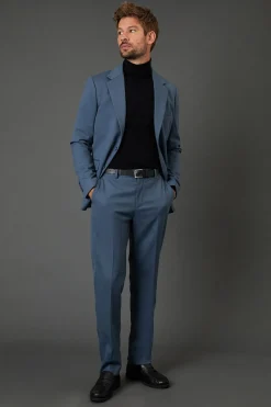 Burton Pantalon de Costume Slim Ajusté en Mélange de Laine Extensible Airforce<Homme Costumes Et Tenues Formelles