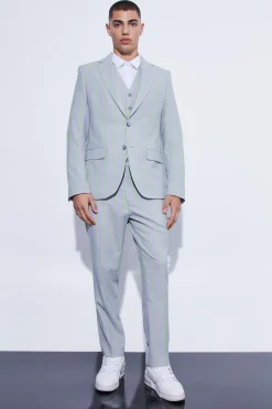 boohooMAN Pantalon de costume slim crop à larges rayures<Homme Costumes Et Tenues Formelles