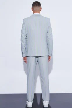 boohooMAN Pantalon de costume slim crop à larges rayures<Homme Costumes Et Tenues Formelles
