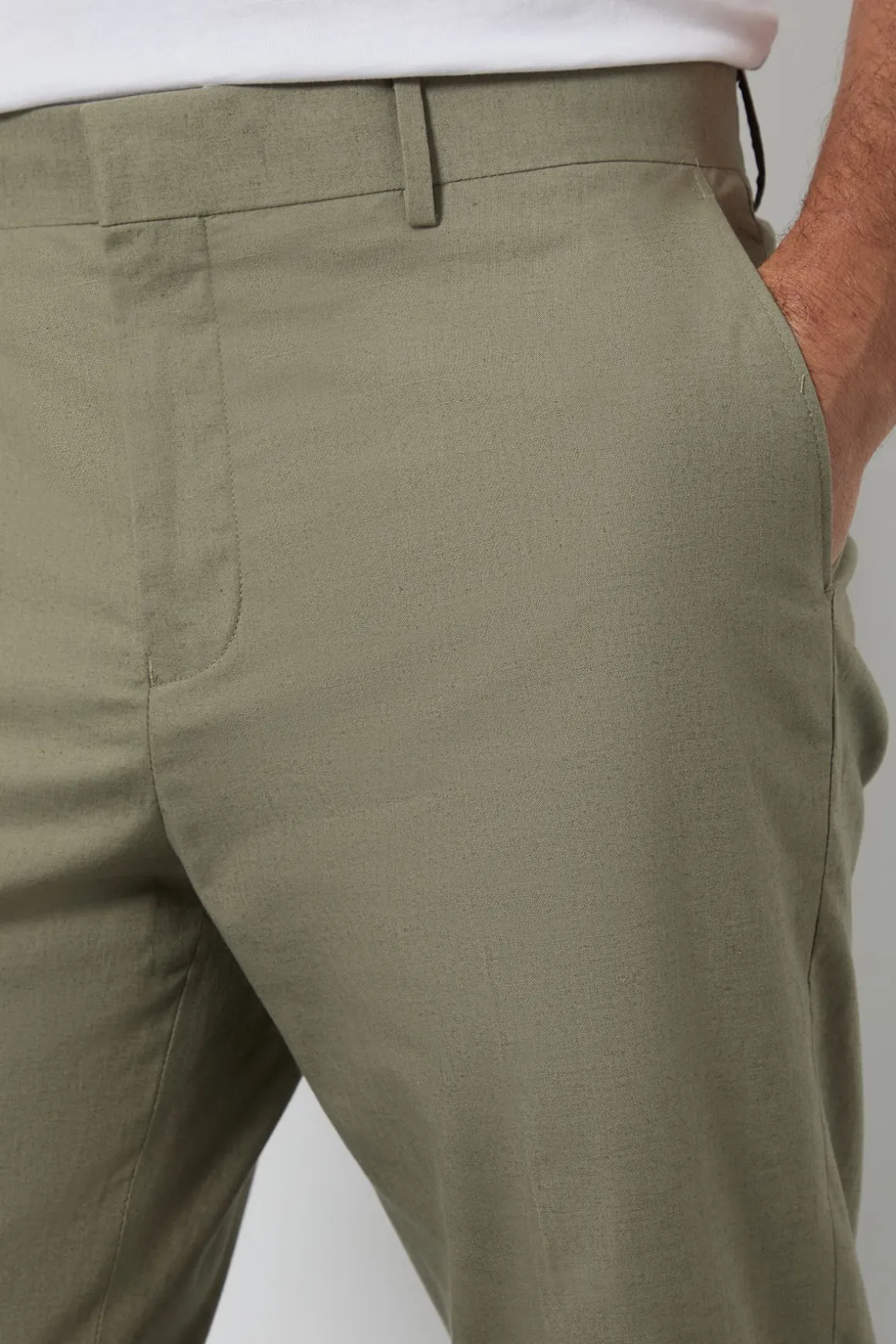 Pantalon De Costume Slim En Lin Vert Clair