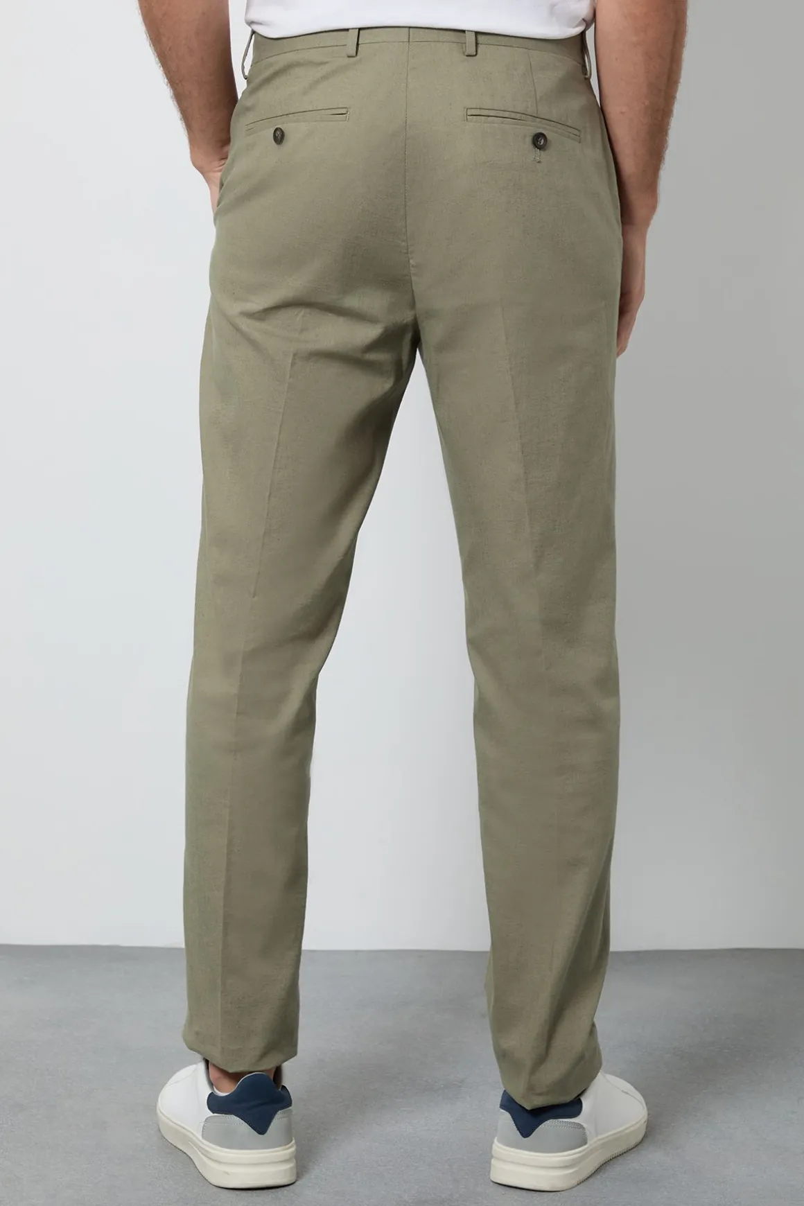 Pantalon De Costume Slim En Lin Vert Clair
