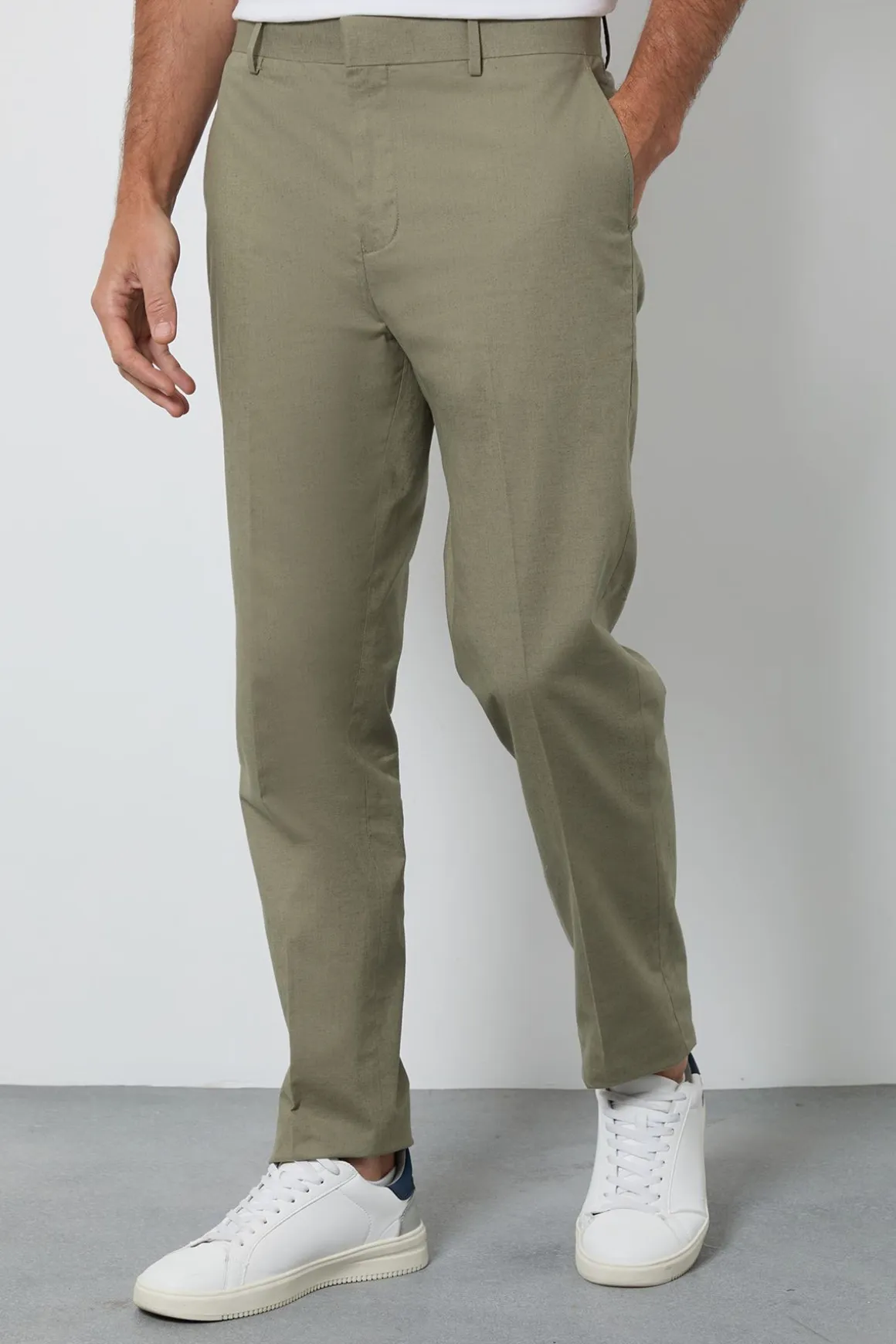 Pantalon De Costume Slim En Lin Vert Clair